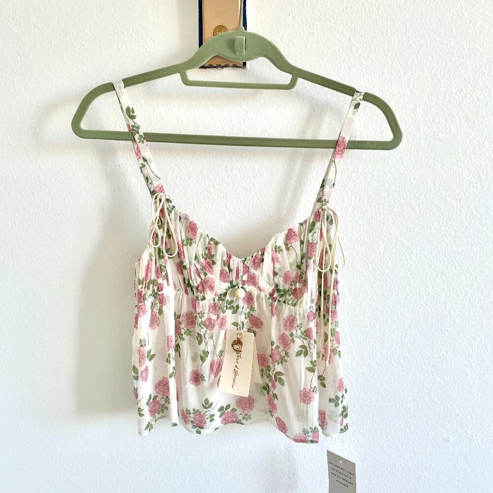 NEW w/ TAGS - For Love & Lemons Biscotti floral chiffon camisole Size Small
